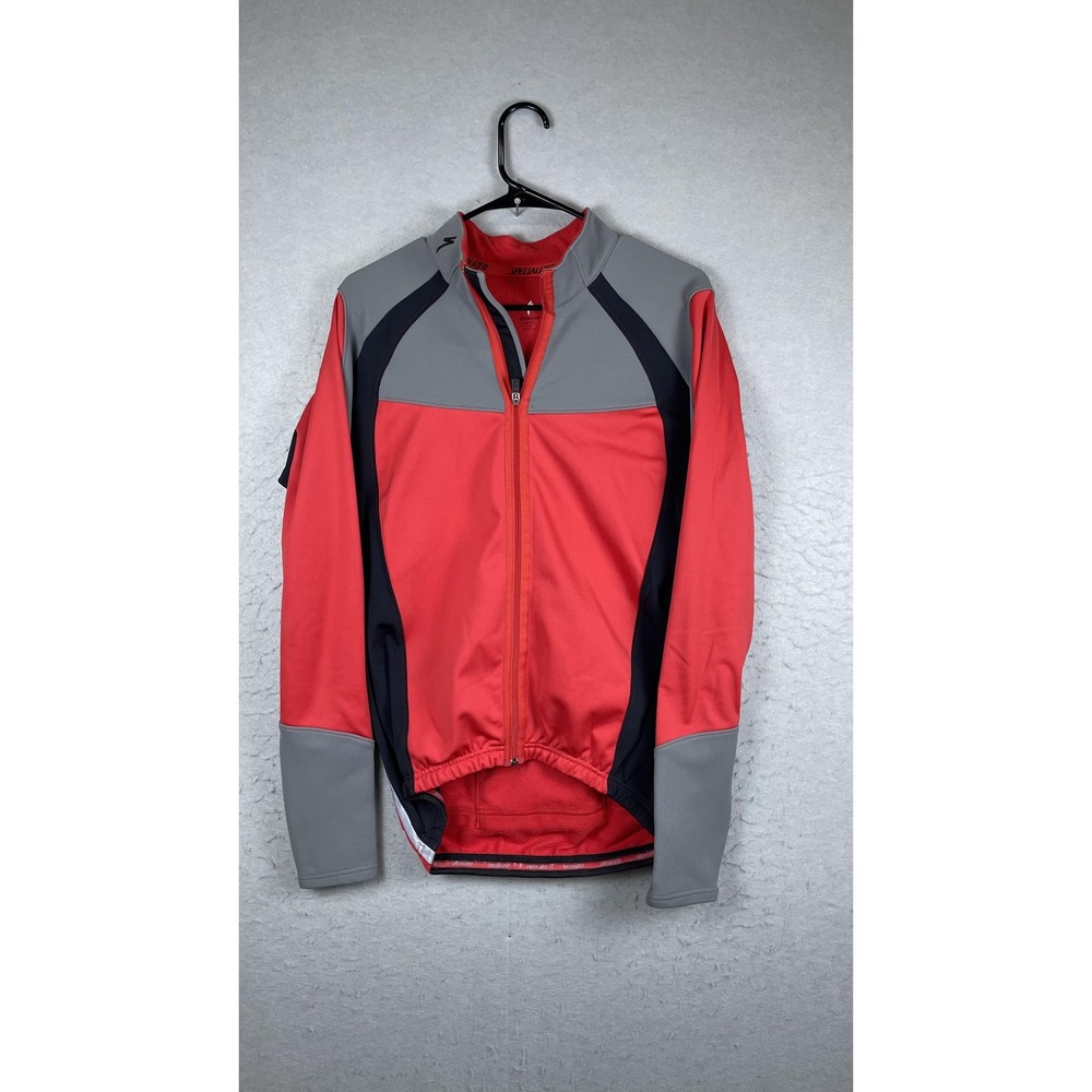 Specialized Cycling Jacket Mens Large Gray Full‎ Zip Thermal Pockets Reflective